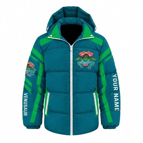Venusaur Pokemon Waterproof Thickened Down Jacket Custom Name