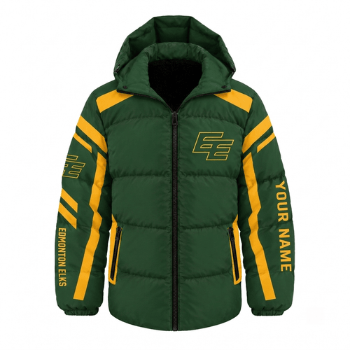 Edmonton Elks CFL Waterproof Thickened Down Jacket Custom Name