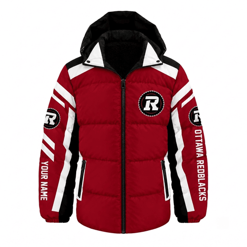 Ottawa Redblacks CFL Waterproof Thickened Down Jacket Custom Name