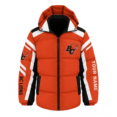 BC Lions CFL Waterproof Thickened Down Jacket Custom Name