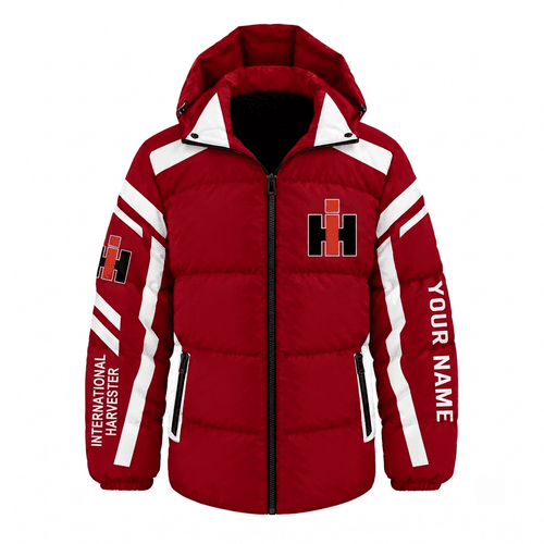 International Harvester Tractor Waterproof Thickened Down Jacket Custom Name