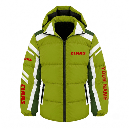 Claas Tractor Waterproof Thickened Down Jacket Custom Name