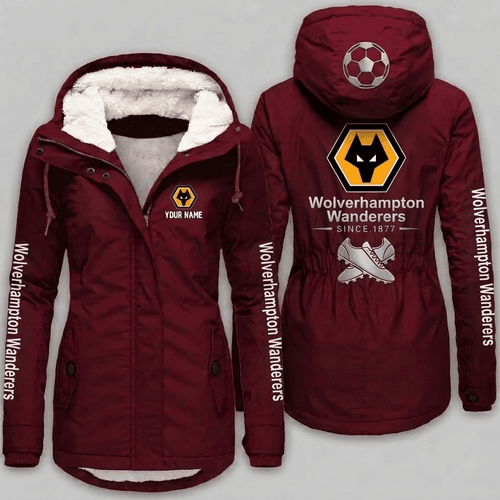 Wolverhampton Wanderers EPL Woman Winter Fleece Jacket Custom Name