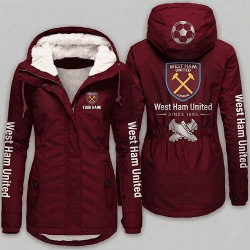 West Ham United EPL Woman Winter Fleece Jacket Custom Name