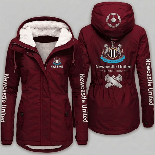 Newcastle United EPL Woman Winter Fleece Jacket Custom Name