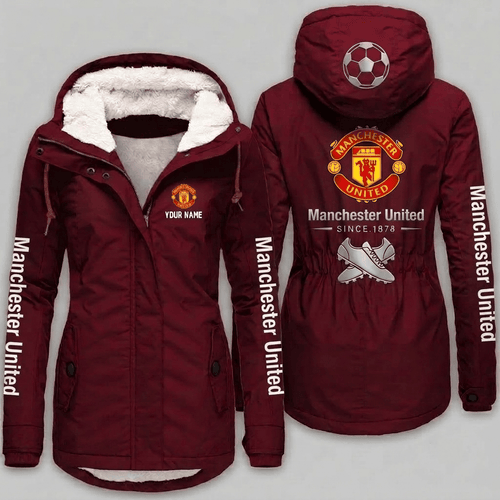 Manchester United EPL Woman Winter Fleece Jacket Custom Name