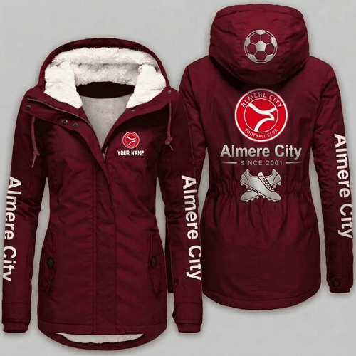Almere City Eredivisie Woman Winter Fleece Jacket Custom Name