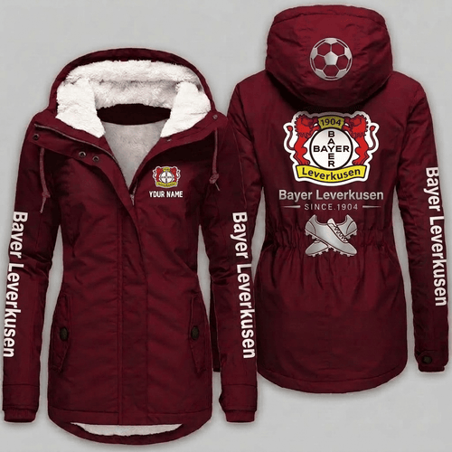 Bayer Leverkusen Bundesliga Woman Winter Fleece Jacket Custom Name