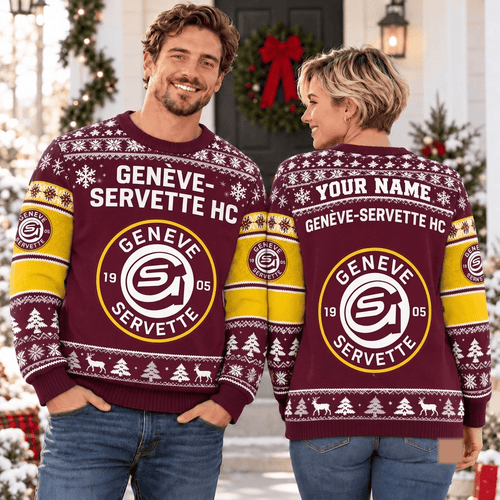 Genève Servette HC NL Christmas Ugly Sweatshirt Custom Any name