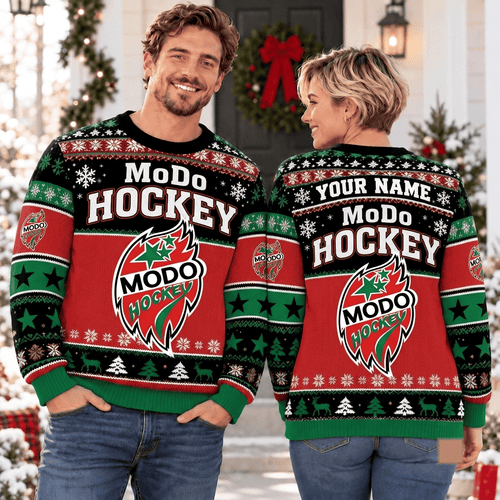 MoDo Hockey SHL Christmas Ugly Sweatshirt Custom Any name