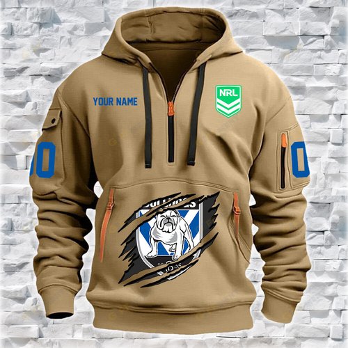 Canterbury-Bankstown Bulldogs Personalized Quarter Zip Hoodie for fan Limited Edition