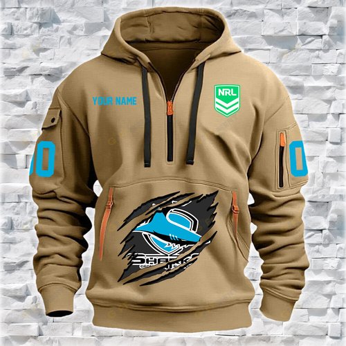 Cronulla-Sutherland Sharks Personalized Quarter Zip Hoodie for fan Limited Edition