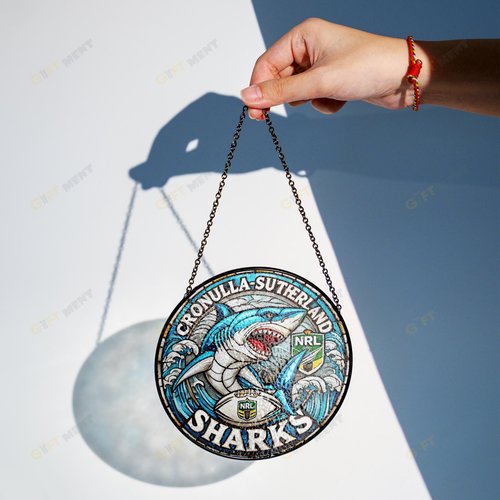 Cronulla-Sutherland SharksStained Glass Suncatcher for Window Hanging