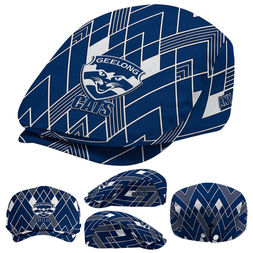 Custom Geelong Cats Geometric Pride AFL Flat Cap