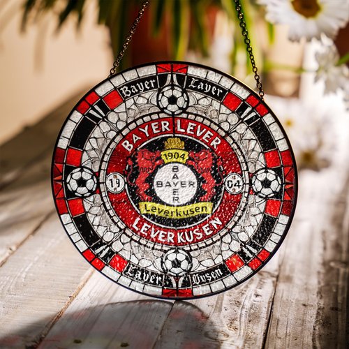 Bayer Leverkusen Stained Glass Suncatcher for Window Hanging