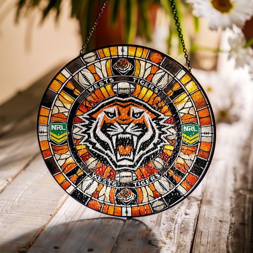 Wests Tigers Stained Glass Suncatcher for Window Hanging V2