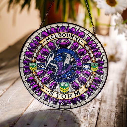 Melbourne Storm Stained Glass Suncatcher for Window Hanging V2