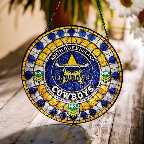North Queensland Cowboys Stained Glass Suncatcher for Window Hanging V2