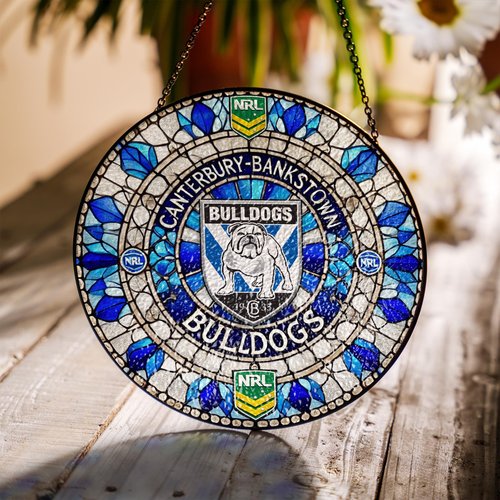 Canterbury-Bankstown Bulldogs Stained Glass Suncatcher for Window Hanging V2