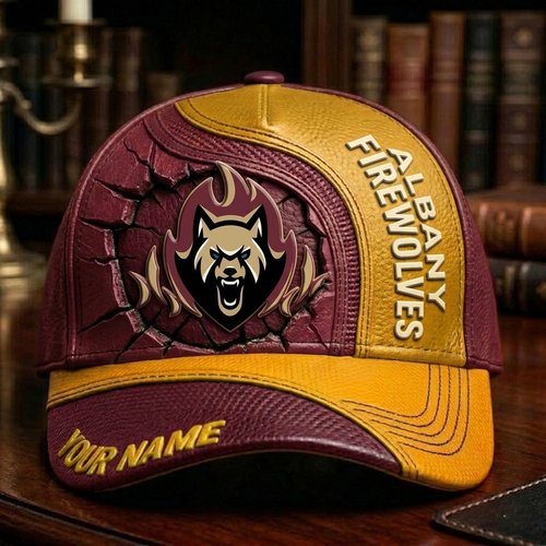 ALBANY FIREWOLVES Personalized Cap | Premium Leather Fan Hat