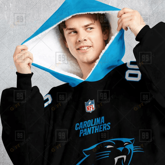 Personalized NFL Carolina Panthers Oodie, Flanket, Blanket Hoodie, Snuggie