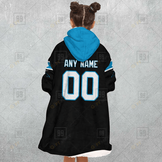 Personalized NFL Carolina Panthers Oodie, Flanket, Blanket Hoodie, Snuggie