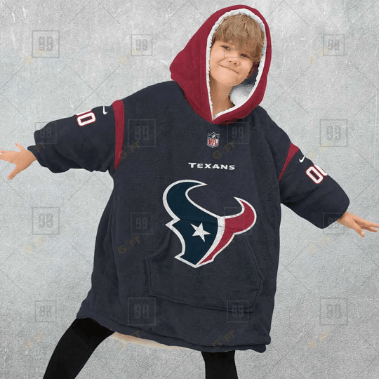 Personalized NFL Houston Texans Oodie, Flanket, Blanket Hoodie, Snuggie