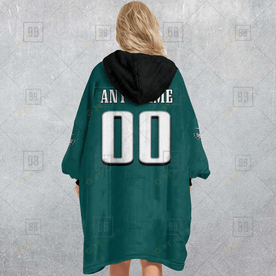 Personalized Philadelphia Eagles Jersey Style Oodie, Flanket, Blanket Hoodie, Snuggie