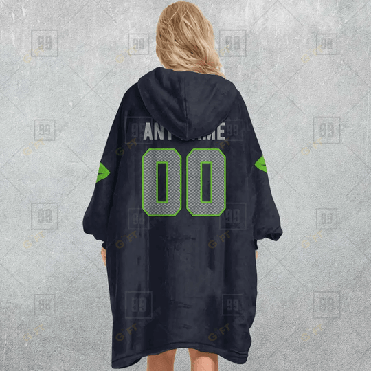 Personalized Seattle Seahawks Oodie, Flanket, Blanket Hoodie, Snuggie
