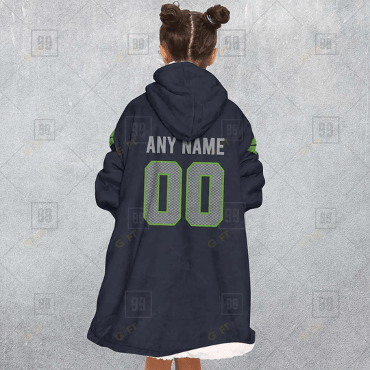 Personalized Seattle Seahawks Oodie, Flanket, Blanket Hoodie, Snuggie