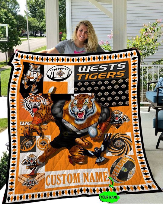 Personalized Wests Tigers Mascot Quilt Blanket NRL