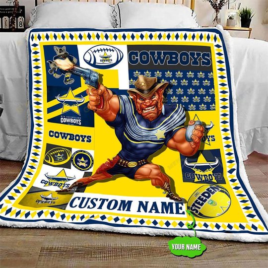 Personalized North Queensland Cowboys Mascot Quilt Blanket