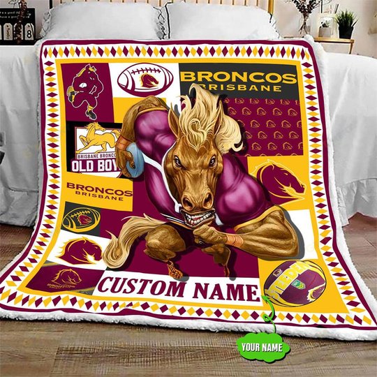 Personalized Brisbane Broncos Mascot Quilt Blanket NRL