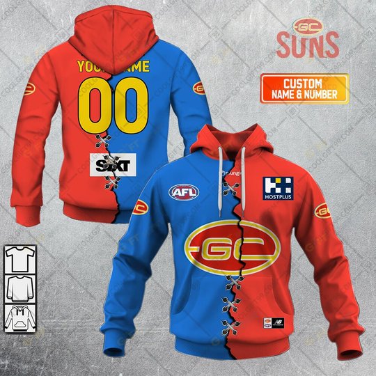 Personalized 2023 AFL Gold Coast Suns Mix Hoodie, T Shirt, Zip Hoodie, Sweatshirt
