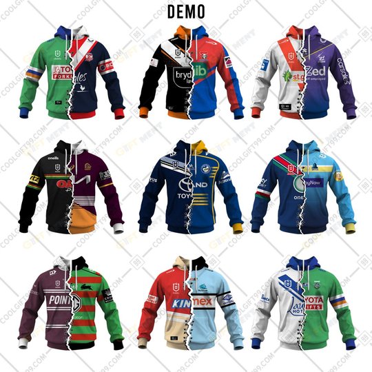 Personalized NRL Jersey Mix 2 Teams HALF and HALF Style | Hoodie, T Shirt, Zip Hoodie, Sweatshirt