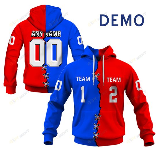 Personalized RUGBY Jersey Mix 2 Teams HALF and HALF Style | Hoodie, T Shirt, Zip Hoodie, Sweatshirt