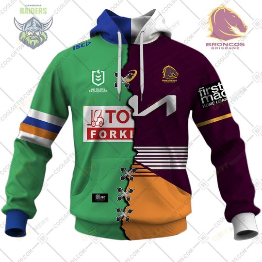 Personalized NRL Jersey Mix 2 Teams HALF and HALF Style | Hoodie, T Shirt, Zip Hoodie, Sweatshirt