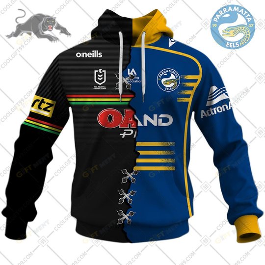 Personalized NRL Jersey Mix 2 Teams HALF and HALF Style | Hoodie, T Shirt, Zip Hoodie, Sweatshirt