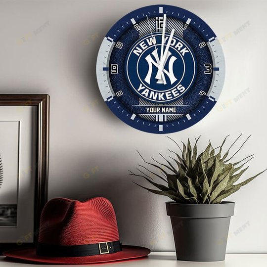 New York Yankees Wooden Clock