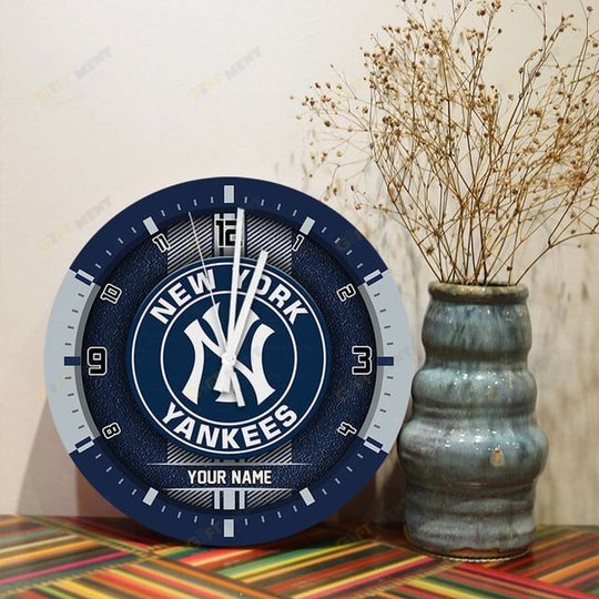 New York Yankees Wooden Clock