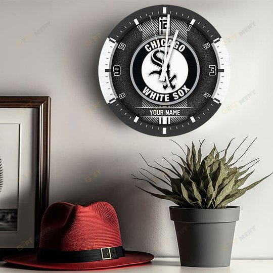 Chicago White Sox Wooden Clock