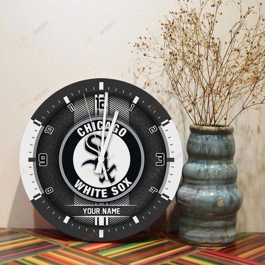 Chicago White Sox Wooden Clock