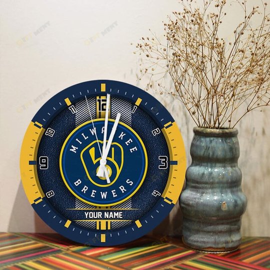 Milwaukee Brewers Wooden Clock