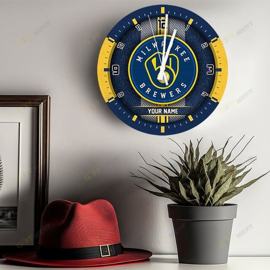 Milwaukee Brewers Wooden Clock