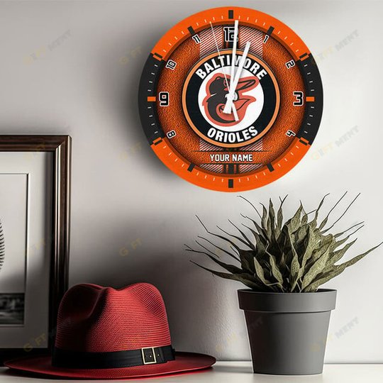 Baltimore Orioles Wooden Clock