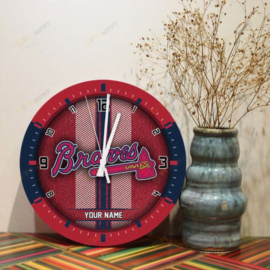 Atlanta Braves Wooden Clock