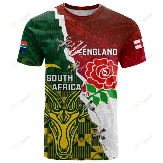 Personalised South Africa And England Rugby Hoodie 2023 Springboks Combine Red Roses Sporty Style