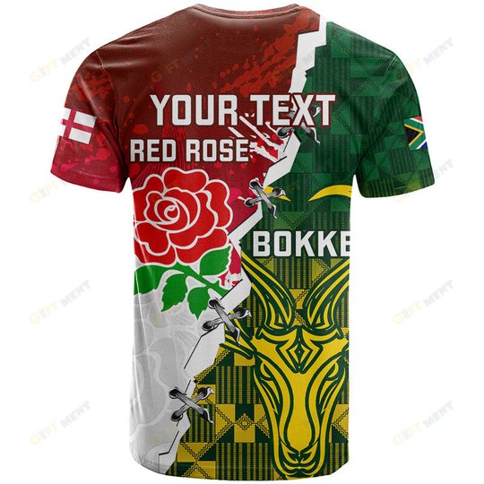 Personalised South Africa And England Rugby Hoodie 2023 Springboks Combine Red Roses Sporty Style