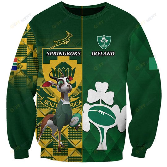 South Africa And Ireland Rugby Shirt 2023 World Cup Springboks Shamrocks Togethe
