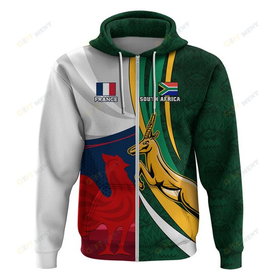 South Africa and France Rugby Polo Shirt Springbok With Le XV de France 2023 World Cup
